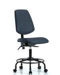 Vinyl Chair - Desk Height with Round Tube Base, Medium Back, & Casters in Imperial Blue Trailblazer Vinyl VDHCH-MB-RT-T0-A0-RC-8582