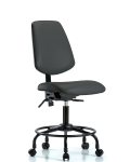 Vinyl Chair - Desk Height with Round Tube Base, Medium Back, & Casters in Charcoal Trailblazer Vinyl VDHCH-MB-RT-T0-A0-RC-8605