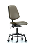 Vinyl Chair - Desk Height with Round Tube Base, Medium Back, & Casters in Taupe Supernova Vinyl VDHCH-MB-RT-T0-A0-RC-8809