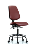 Vinyl Chair - Desk Height with Round Tube Base, Medium Back, & Casters in Borscht Supernova Vinyl VDHCH-MB-RT-T0-A0-RC-8815