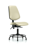 Vinyl Chair - Desk Height with Round Tube Base, Medium Back, & Stationary Glides in Adobe White Trailblazer Vinyl VDHCH-MB-RT-T0-A0-RG-8501