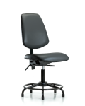 Vinyl Chair - Desk Height with Round Tube Base, Medium Back, & Stationary Glides in Carbon Supernova Vinyl VDHCH-MB-RT-T0-A0-RG-8823