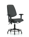Vinyl Chair - Desk Height with Round Tube Base, Medium Back, Adjustable Arms, & Stationary Glides in Charcoal Trailblazer Vinyl VDHCH-MB-RT-T0-A1-RG-8605