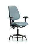 Vinyl Chair - Desk Height with Round Tube Base, Medium Back, Adjustable Arms, & Stationary Glides in Storm Supernova Vinyl VDHCH-MB-RT-T0-A1-RG-8822