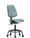 Vinyl Chair - Desk Height with Round Tube Base, Medium Back, Seat Tilt, & Casters in Storm Supernova Vinyl VDHCH-MB-RT-T1-A0-RC-8822
