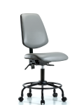 Vinyl Chair - Desk Height with Round Tube Base, Medium Back, Seat Tilt, & Casters in Sterling Supernova Vinyl VDHCH-MB-RT-T1-A0-RC-8840