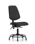 Vinyl Chair - Desk Height with Round Tube Base, Medium Back, Seat Tilt, & Stationary Glides in Black Trailblazer Vinyl VDHCH-MB-RT-T1-A0-RG-8540