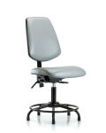 Vinyl Chair - Desk Height with Round Tube Base, Medium Back, Seat Tilt, & Stationary Glides in Dove Trailblazer Vinyl VDHCH-MB-RT-T1-A0-RG-8567