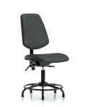 Vinyl Chair - Desk Height with Round Tube Base, Medium Back, Seat Tilt, & Stationary Glides in Charcoal Trailblazer Vinyl VDHCH-MB-RT-T1-A0-RG-8605