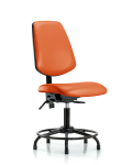 Vinyl Chair - Desk Height with Round Tube Base, Medium Back, Seat Tilt, & Stationary Glides in Orange Kist Trailblazer Vinyl VDHCH-MB-RT-T1-A0-RG-8613