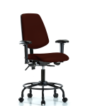 Vinyl Chair - Desk Height with Round Tube Base, Medium Back, Seat Tilt, Adjustable Arms, & Casters in Burgundy Trailblazer Vinyl VDHCH-MB-RT-T1-A1-RC-8569