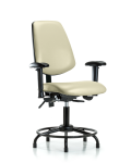 Vinyl Chair - Desk Height with Round Tube Base, Medium Back, Seat Tilt, Adjustable Arms, & Stationary Glides in Adobe White Trailblazer Vinyl VDHCH-MB-RT-T1-A1-RG-8501