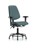 Vinyl Chair - Desk Height with Round Tube Base, Medium Back, Seat Tilt, Adjustable Arms, & Stationary Glides in Colonial Blue Trailblazer Vinyl VDHCH-MB-RT-T1-A1-RG-8546