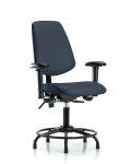 Vinyl Chair - Desk Height with Round Tube Base, Medium Back, Seat Tilt, Adjustable Arms, & Stationary Glides in Imperial Blue Trailblazer Vinyl VDHCH-MB-RT-T1-A1-RG-8582