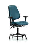 Vinyl Chair - Desk Height with Round Tube Base, Medium Back, Seat Tilt, Adjustable Arms, & Stationary Glides in Marine Blue Supernova Vinyl VDHCH-MB-RT-T1-A1-RG-8801