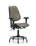 Vinyl Chair - Desk Height with Round Tube Base, Medium Back, Seat Tilt, Adjustable Arms, & Stationary Glides in Taupe Supernova Vinyl VDHCH-MB-RT-T1-A1-RG-8809