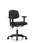 Vinyl Chair - Desk Height with Adjustable Arms & Casters in Black Trailblazer Vinyl VDHCH-RG-T0-A1-RC-8540
