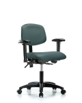 Vinyl Chair - Desk Height with Adjustable Arms & Casters in Colonial Blue Trailblazer Vinyl VDHCH-RG-T0-A1-RC-8546