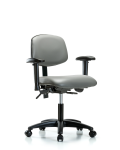 Vinyl Chair - Desk Height with Adjustable Arms & Casters in Sterling Supernova Vinyl VDHCH-RG-T0-A1-RC-8840
