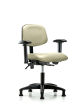 Vinyl Chair - Desk Height with Adjustable Arms & Stationary Glides in Adobe White Trailblazer Vinyl VDHCH-RG-T0-A1-RG-8501