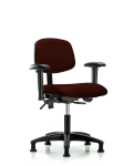 Vinyl Chair - Desk Height with Adjustable Arms & Stationary Glides in Burgundy Trailblazer Vinyl VDHCH-RG-T0-A1-RG-8569