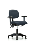 Vinyl Chair - Desk Height with Adjustable Arms & Stationary Glides in Imperial Blue Trailblazer Vinyl VDHCH-RG-T0-A1-RG-8582