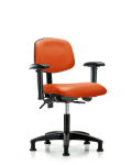 Vinyl Chair - Desk Height with Adjustable Arms & Stationary Glides in Orange Kist Trailblazer Vinyl VDHCH-RG-T0-A1-RG-8613