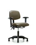 Vinyl Chair - Desk Height with Adjustable Arms & Stationary Glides in Taupe Supernova Vinyl VDHCH-RG-T0-A1-RG-8809