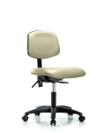 Vinyl Chair - Desk Height with Seat Tilt & Casters in Adobe White Trailblazer Vinyl VDHCH-RG-T1-A0-RC-8501