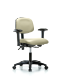 Vinyl Chair - Desk Height with Seat Tilt, Adjustable Arms, & Casters in Adobe White Trailblazer Vinyl VDHCH-RG-T1-A1-RC-8501