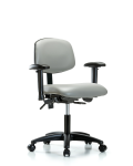Vinyl Chair - Desk Height with Seat Tilt, Adjustable Arms, & Casters in Dove Trailblazer Vinyl VDHCH-RG-T1-A1-RC-8567
