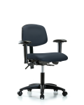 Vinyl Chair - Desk Height with Seat Tilt, Adjustable Arms, & Casters in Imperial Blue Trailblazer Vinyl VDHCH-RG-T1-A1-RC-8582