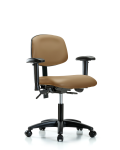 Vinyl Chair - Desk Height with Seat Tilt, Adjustable Arms, & Casters in Taupe Trailblazer Vinyl VDHCH-RG-T1-A1-RC-8584