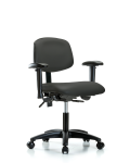 Vinyl Chair - Desk Height with Seat Tilt, Adjustable Arms, & Casters in Charcoal Trailblazer Vinyl VDHCH-RG-T1-A1-RC-8605