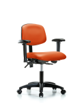 Vinyl Chair - Desk Height with Seat Tilt, Adjustable Arms, & Casters in Orange Kist Trailblazer Vinyl VDHCH-RG-T1-A1-RC-8613
