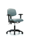Vinyl Chair - Desk Height with Seat Tilt, Adjustable Arms, & Casters in Storm Supernova Vinyl VDHCH-RG-T1-A1-RC-8822