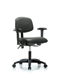 Vinyl Chair - Desk Height with Seat Tilt, Adjustable Arms, & Casters in Carbon Supernova Vinyl VDHCH-RG-T1-A1-RC-8823