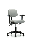 Vinyl Chair - Desk Height with Seat Tilt, Adjustable Arms, & Stationary Glides in Dove Trailblazer Vinyl VDHCH-RG-T1-A1-RG-8567