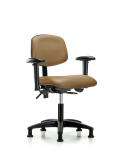 Vinyl Chair - Desk Height with Seat Tilt, Adjustable Arms, & Stationary Glides in Taupe Trailblazer Vinyl VDHCH-RG-T1-A1-RG-8584