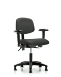 Vinyl Chair - Desk Height with Seat Tilt, Adjustable Arms, & Stationary Glides in Charcoal Trailblazer Vinyl VDHCH-RG-T1-A1-RG-8605