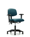 Vinyl Chair - Desk Height with Seat Tilt, Adjustable Arms, & Stationary Glides in Marine Blue Supernova Vinyl VDHCH-RG-T1-A1-RG-8801