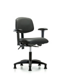 Vinyl Chair - Desk Height with Seat Tilt, Adjustable Arms, & Stationary Glides in Carbon Supernova Vinyl VDHCH-RG-T1-A1-RG-8823