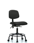 Vinyl Chair - Desk Height with Round Tube Base & Casters in Black Trailblazer Vinyl VDHCH-RT-T0-A0-RC-8540