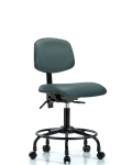 Vinyl Chair - Desk Height with Round Tube Base & Casters in Colonial Blue Trailblazer Vinyl VDHCH-RT-T0-A0-RC-8546