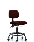 Vinyl Chair - Desk Height with Round Tube Base & Casters in Burgundy Trailblazer Vinyl VDHCH-RT-T0-A0-RC-8569