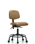Vinyl Chair - Desk Height with Round Tube Base & Casters in Taupe Trailblazer Vinyl VDHCH-RT-T0-A0-RC-8584