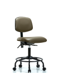 Vinyl Chair - Desk Height with Round Tube Base & Casters in Taupe Supernova Vinyl VDHCH-RT-T0-A0-RC-8809