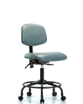 Vinyl Chair - Desk Height with Round Tube Base & Casters in Storm Supernova Vinyl VDHCH-RT-T0-A0-RC-8822