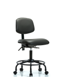 Vinyl Chair - Desk Height with Round Tube Base & Casters in Carbon Supernova Vinyl VDHCH-RT-T0-A0-RC-8823
