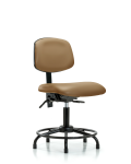 Vinyl Chair - Desk Height with Round Tube Base & Stationary Glides in Taupe Trailblazer Vinyl VDHCH-RT-T0-A0-RG-8584